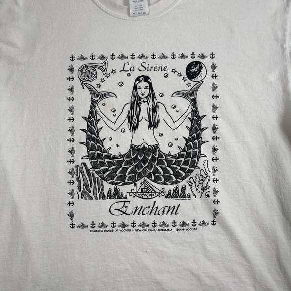 VTG La Sirene Enchant Zombie's House of Voodoo Short Sleeve Shirt Men's XL Stain - Picture 2 of 8